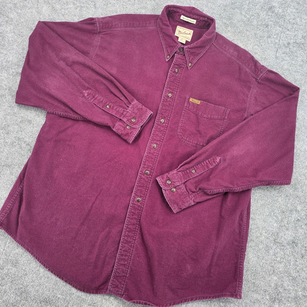 Woolrich Sportsman Chamois Shirt Mens 2XL Burgundy Purple Heavy Cotton Flannel